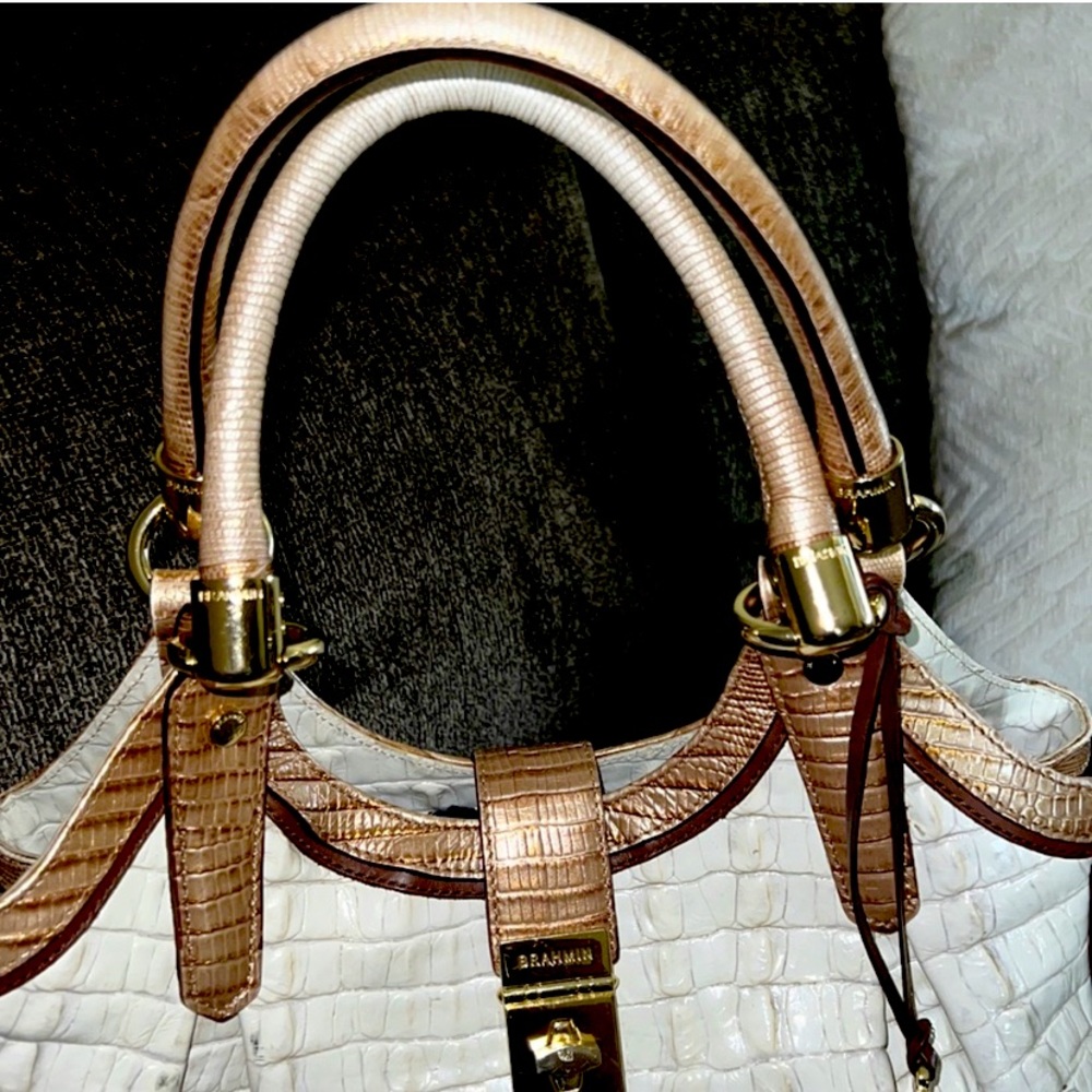 Brahmin Elisa Marshmallow Tri-Color Hobo Bag - Picture 9 of 16